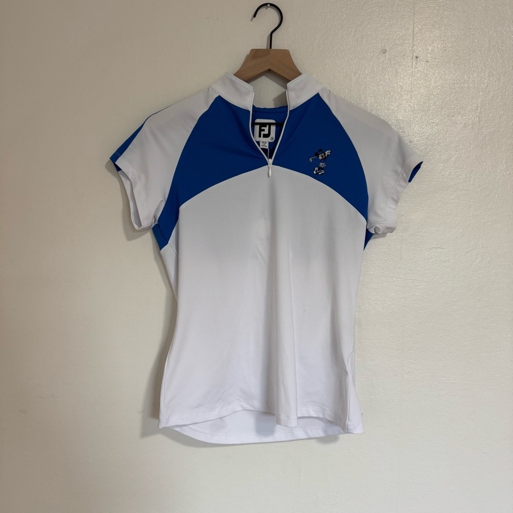 Disney FJ FootJoy Golf Polo Shirt White Blue Small NWT Moisture Wicking
